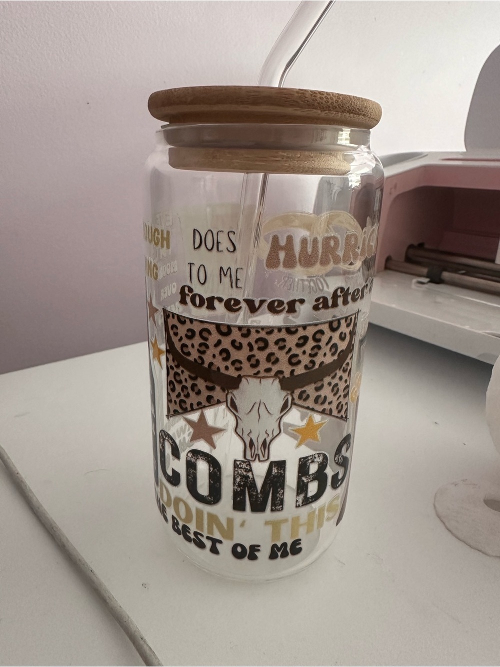 Luke combs theme glass cup
